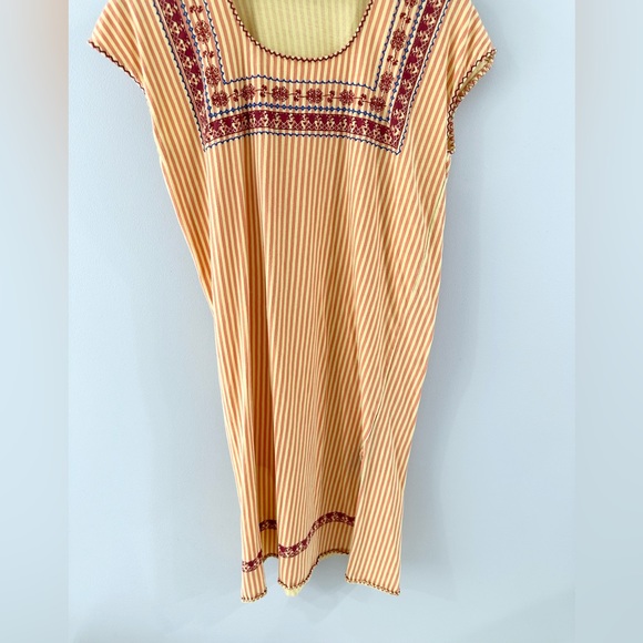 Zara T-Shirt Knee Length Dress Orange Stripe Size Small - Picture 4 of 6